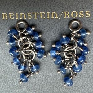 REINSTEIN ROSS 18K White Gold BLUE SAPPHIRE "Bacchus" Earring Charms Drops NWOT